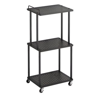 YEEZEE Rolling Cart with Handle, 3 Tier Storage Cart With 4 Casters for Kitchen and Bathroom, Black