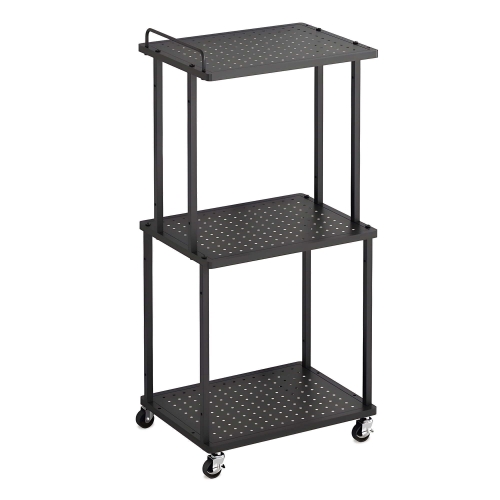 YEEZEE Rolling Cart with Handle, 3 Tier Storage Cart With 4 Casters for Kitchen and Bathroom, Black