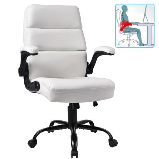YEEZEE Ergonomic Office Chair - Adjustable, with Memory Foam, Flip-up Arms & 360° Wheels .(White）