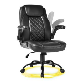 YEEZEE Big and Tall Office Chair – 400lb Capacity, Ergonomic PU Leather Executive Chair.(Black)