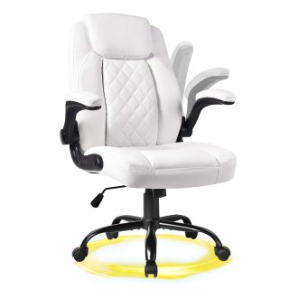 YEEZEE Big and Tall Office Chair – 400lb Capacity, Ergonomic PU Leather Executive Chair.(White)