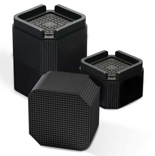 YEEZEE Adjustable Black Plastic Bed Risers 2in or 4in, Furniture Risers Set of 8 Pieces Count