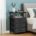 YEEZEE 3 Drawer Nightstand Compact, Fabric Dresser Storage Tower, Bedside Table for Small Spaces.