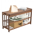 YEEZEE 3-Tier Entryway Bench, Wooden Shoe Rack with Soft-Padded Seats,for Corridors, Living Rooms