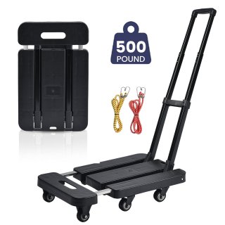 YEEZEE 6 Wheel Folding Hand Truck-500lbs Capacity,Adjustable Handle & 360° Wheels for Home/Office/Travel