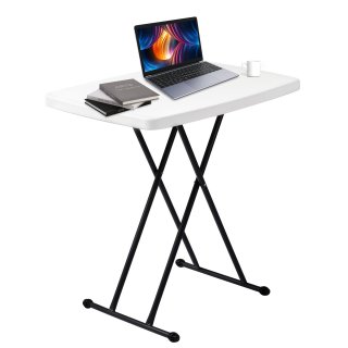 YEEZEE Portable Plastic Folding Table, Adjustable Height, Suitable for Indoor/Outdoor Eating Tables, White