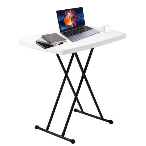YEEZEE Portable Plastic Folding Table, Adjustable Height, Suitable for Indoor/Outdoor Eating Tables, White