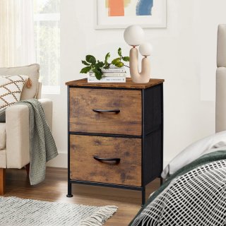 YEEZEE Night stand, 2-Drawer Bedside Table,Suitable for Bedroom Dormitory Storage, Brown Wood Grain.