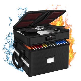 YEEZEE Fireproof File Box with Lock, Double Foldable with Reflective Strip for Letter/Legal Folders